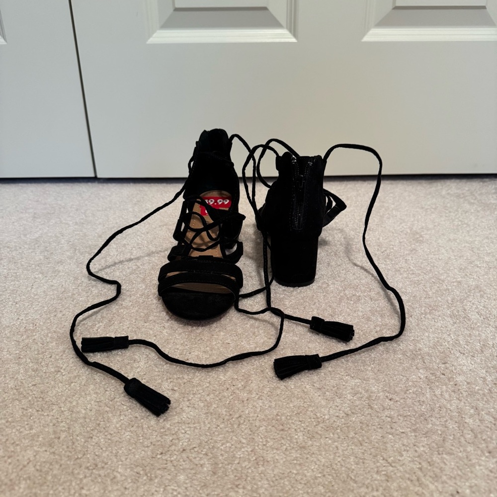 Madden Girl Black Strappy Lace-Up Heels | New Never Worn!